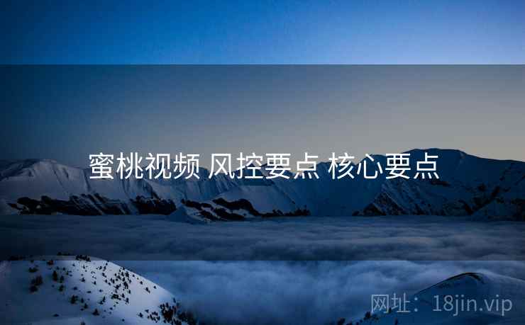 蜜桃视频 风控要点 核心要点