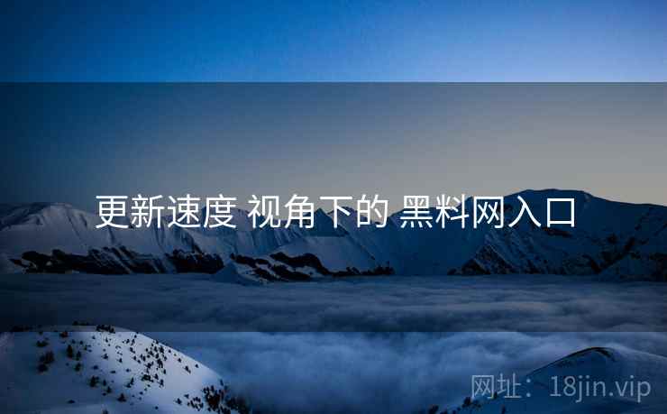 更新速度 视角下的 黑料网入口
